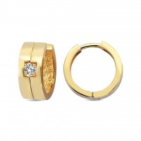  14K Gold Earring with diamond 0,13 ct  10 mm x 5,3 mm