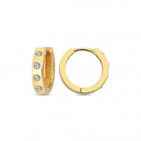  14K Gold Earring with diamond 0,12 ct  8 mm x 2,5 mm
