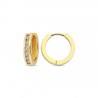  14K Gold Earring with diamond 0,13 ct  8 mm x 2,4 mm