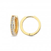  14K Gold Earring with diamond 0,24 ct  10 mm x 2,4 mm
