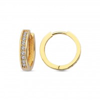  14K Gold Earring with diamond 0,17 ct  10 mm x 2,4 mm