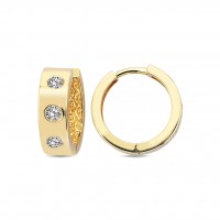  14K Gold Earring with diamond 0,18 ct  10 mm x 4 mm
