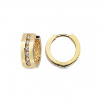  14K Gold Earring with diamond 0,12 ct  8 mm x 2,4 mm