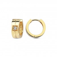  14K Gold Earring with diamond 0,06 ct  8 mm x 4,2 mm