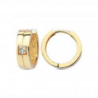  14K Gold Earring with diamond 0,06 ct  10 mm x 4,2 mm