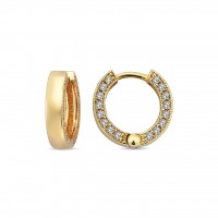  14K Gold Earring with diamond 0,42 ct  8 mm x 2,7 mm