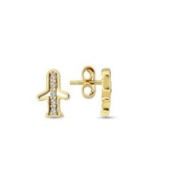 14 K Gold Zircon stone Earring 0,89 gr 
