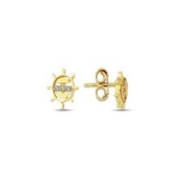 14 K Gold Zircon stone Earring 0,93 gr 