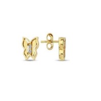 14 K Gold Zircon stone Earring 0,91 gr 