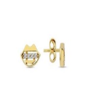 14 K Gold Zircon stone Earring 0,96 gr 