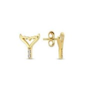 14 K Gold Zircon stone Earring 1,13 gr 