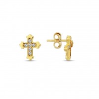 14 K Gold Zircon stone Earring 0,96 gr 
