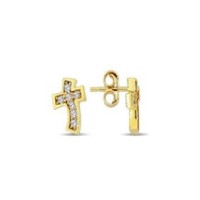 14 K Gold Zircon stone Earring 0,93 gr 