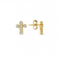 14 K Gold Zircon stone Earring 0,86 gr 