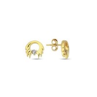 14 K Gold Zircon stone Earring 1,18 gr 