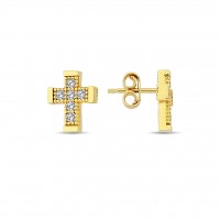 14 K Gold Zircon stone Earring 1,29 gr 