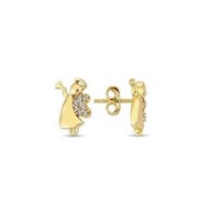 14 K Gold Zircon stone Earring 1,67 gr 