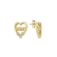 14 K Gold Zircon stone Earring 1,54 gr 