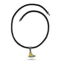 Gold Gilded Leather Ax Silver Necklace