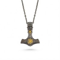 Oxidized Gold and Gilded Ax Silver Necklace