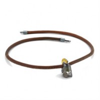 Camel Leather Sparta Helmet Sterling Silver Necklace