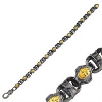 Double Sided Skull Knitted Silver Bracelet