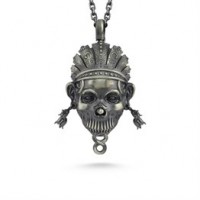 Red Skin Skull Festival Sterling Silver Necklace