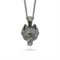 Wolf Head Silver Necklace