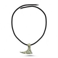 Oxidized Leather Big Ax Silver Necklace