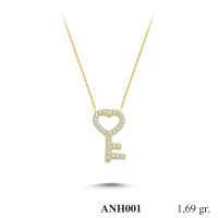  Gold Zircon Stone Necklace 1,6224 gr 