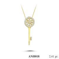  Gold Zircon Stone Necklace 2,3136 gr 