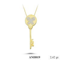  Gold Zircon Stone Necklace 2,3232 gr 