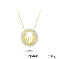  Gold Zircon Stone Necklace 2,2176 gr 