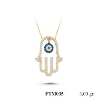  Gold Zircon Stone Necklace 2,88 gr 
