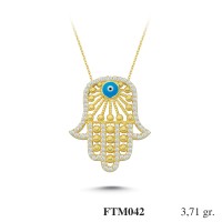  Gold Zircon Stone Necklace 3,5616 gr 