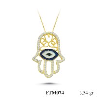  Gold Zircon Stone Necklace 3,3984 gr 