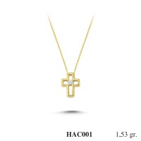  Gold Zircon Stone Necklace 1,4688 gr 