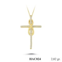  Gold Zircon Stone Necklace 2,7072 gr 