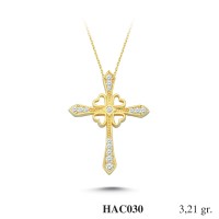  Gold Zircon Stone Necklace 3,0816 gr 