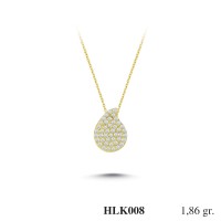  Gold Zircon Stone Necklace 1,7856 gr 