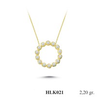  Gold Zircon Stone Necklace 2,112 gr 