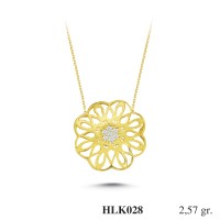  Gold Zircon Stone Necklace 2,4672 gr 