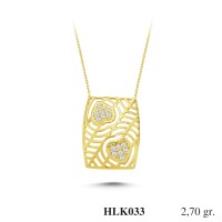  Gold Zircon Stone Necklace 2,592 gr 
