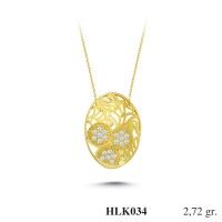  Gold Zircon Stone Necklace 2,6112 gr 