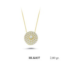  Gold Zircon Stone Necklace 2,688 gr 