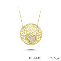  Gold Zircon Stone Necklace 2,736 gr 