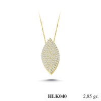  Gold Zircon Stone Necklace 2,736 gr 