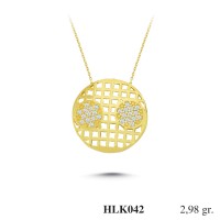  Gold Zircon Stone Necklace 2,8608 gr 