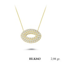  Gold Zircon Stone Necklace 2,8608 gr 