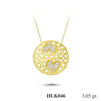  Gold Zircon Stone Necklace 2,928 gr 
